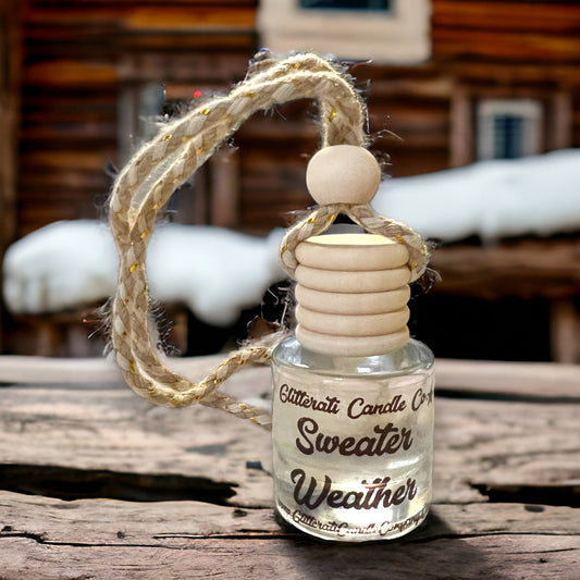 Sweater Weather Scented Hanging Car Oil Diffuser Freshener Glass Bottle