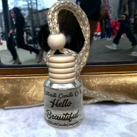 Hello Beautiful Scented Hanging Car Oil Diffuser Freshener Glass Bottle