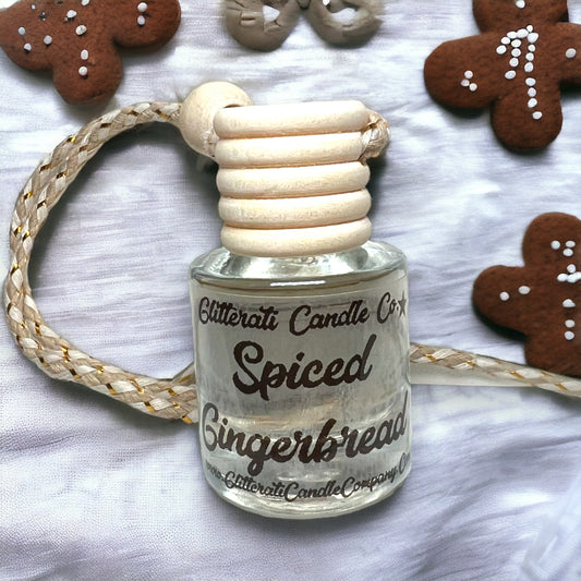 Spiced Gingerbread Scented Hanging Car Oil Diffuser Freshener Glass Bottle