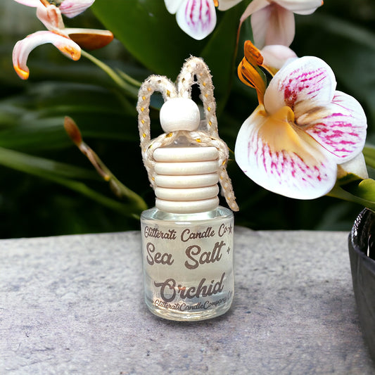 Sea Salt and Orchid Scented Hanging Car Oil Diffuser Freshener Glass Bottle