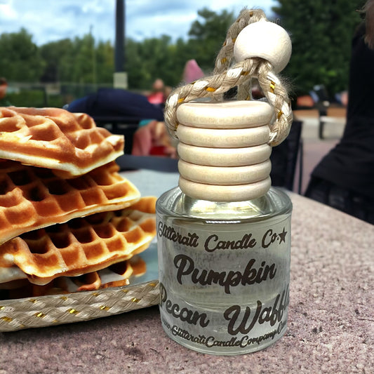 Pumpkin Pecan Waffle Scented Hanging Car Oil Diffuser Freshener Glass Bottle