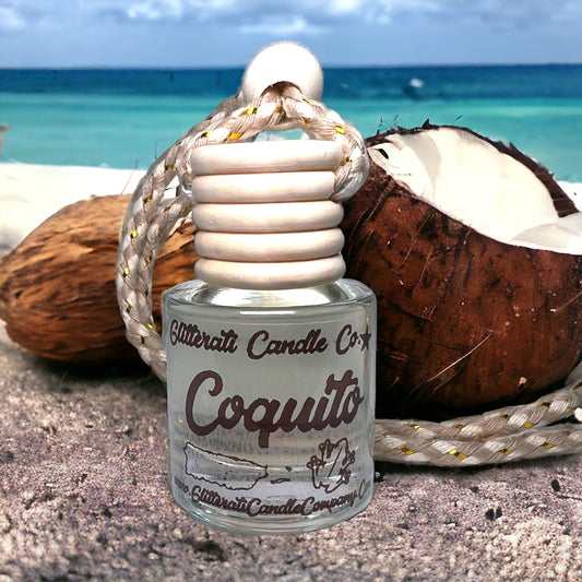 Coquito Hanging Car Oil Diffuser Freshener Glass Bottle